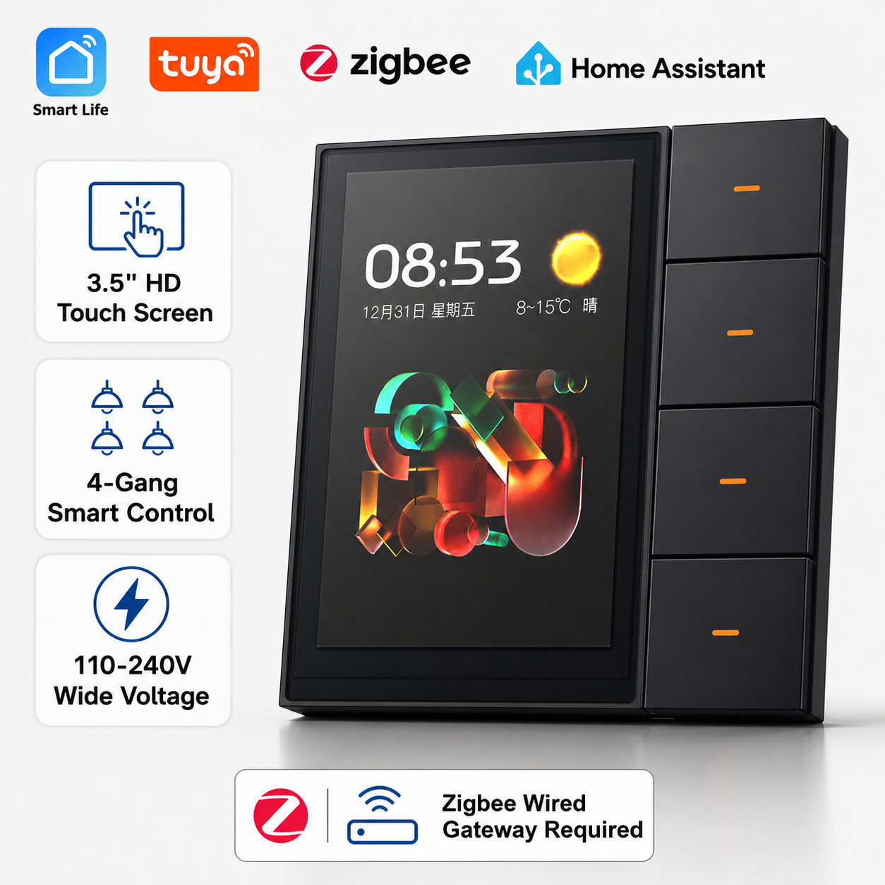 Smart Home Integration - F3-pro Tuya Smart Panel ZigBee Wall