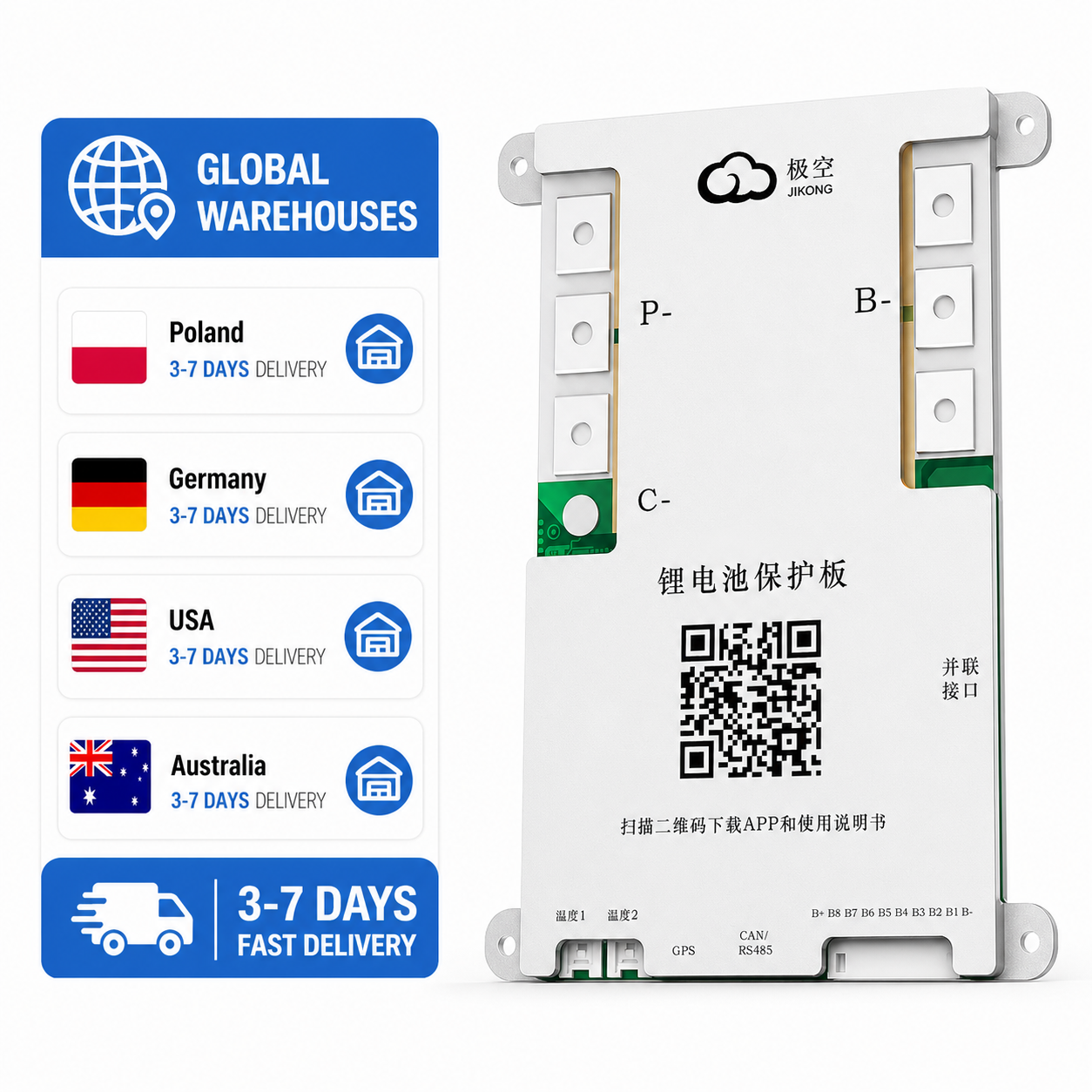 Smart Home Key - JIKONG JK-B2A24S30P 300A Active Balance 2A